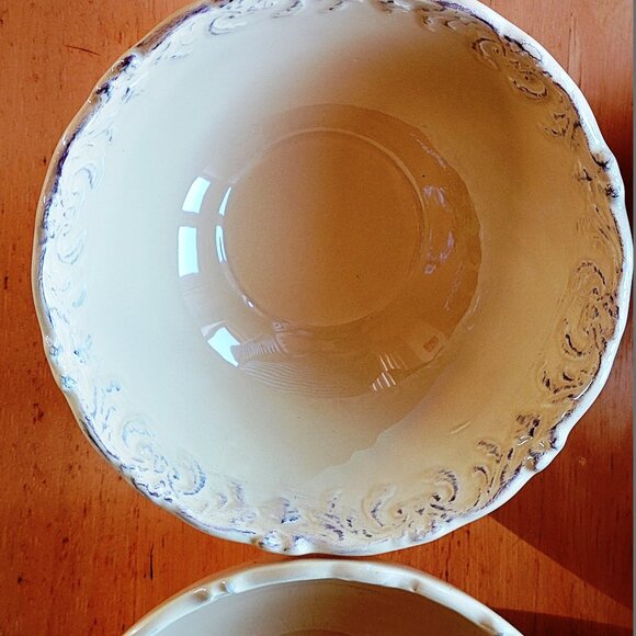 Set of 6 Soup Salad Gold/Yellow Bowls Relief Design Marked B (6) - Picture 2 of 3